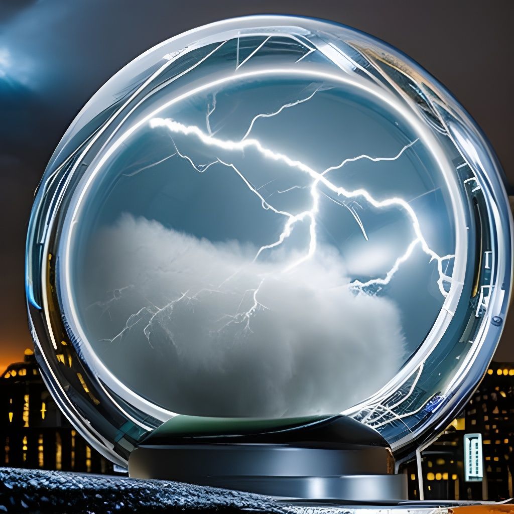 Chaotic Lightning Inside Crystal Orb: Fine-Art Photography