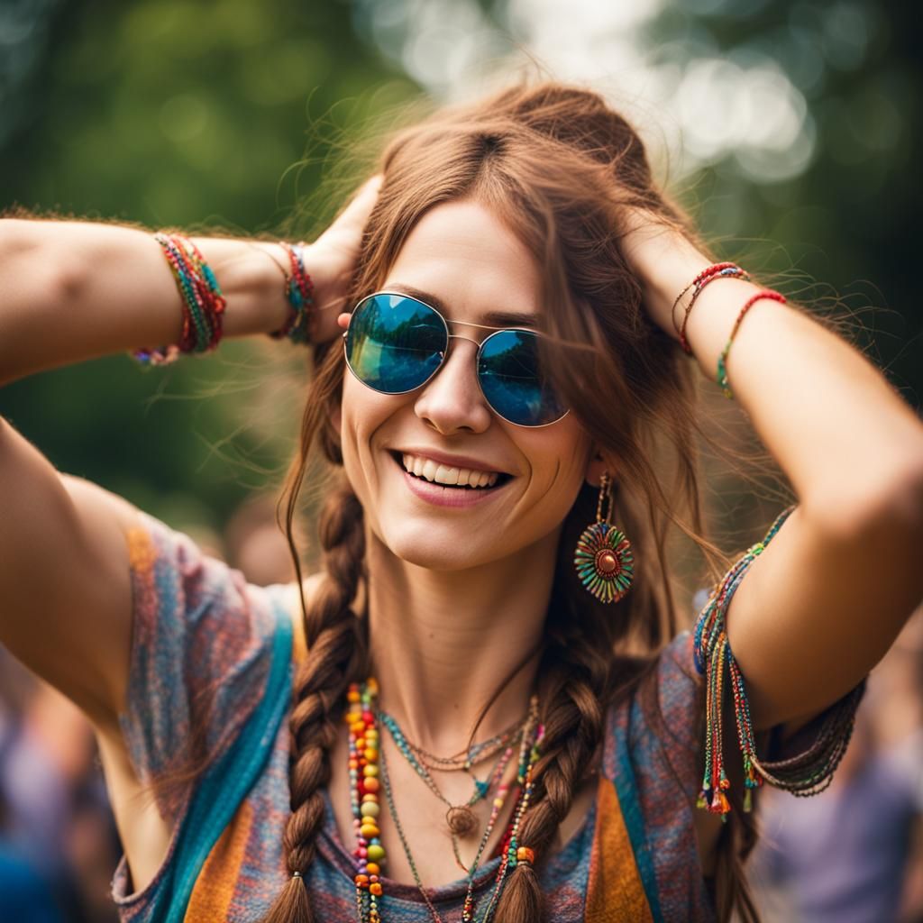 Hippie Woman Portrait with Natural Bokeh