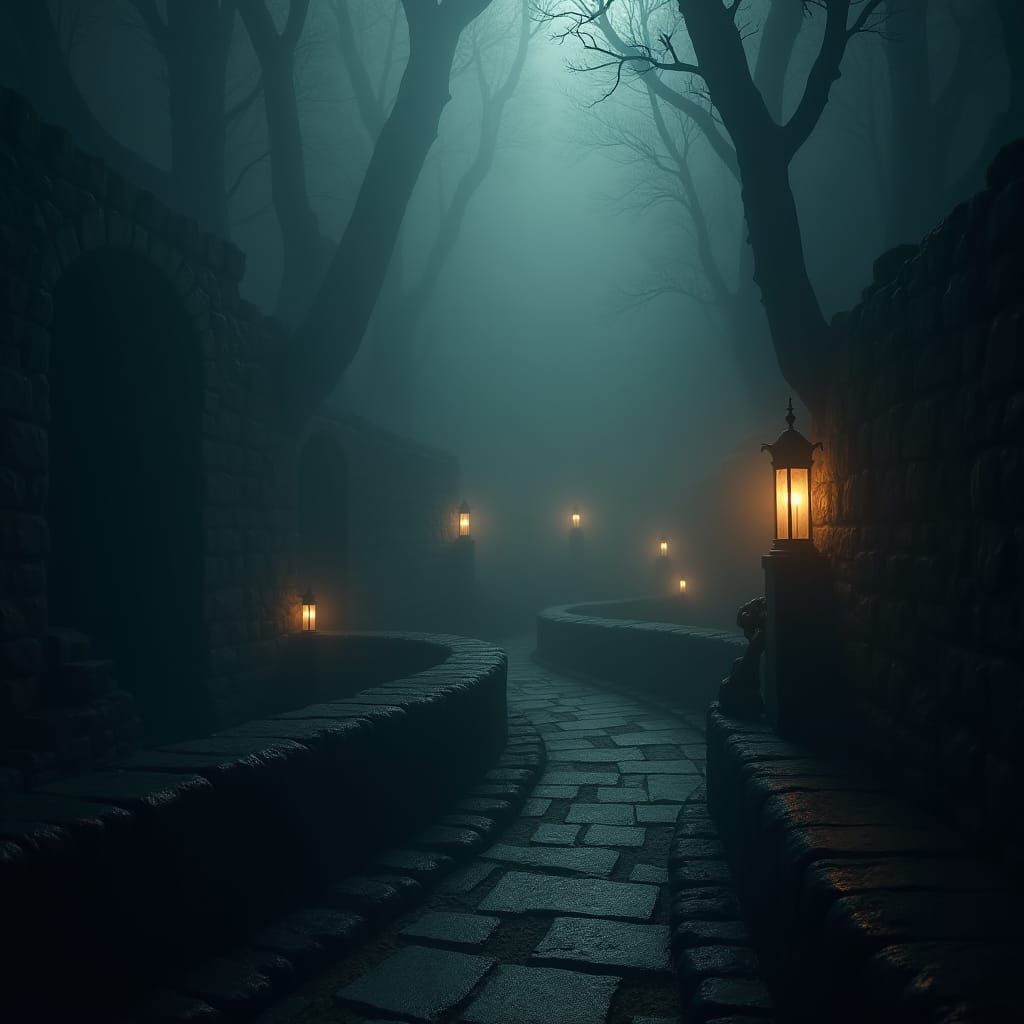 Mystical Labyrinth of Shadows and Ethereal Light