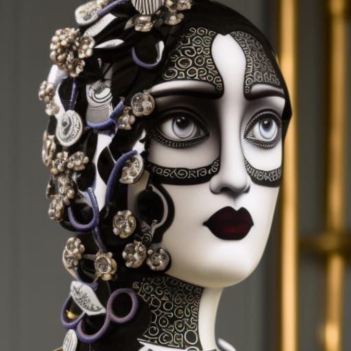 Steampunk Robot with Fornasetti Style