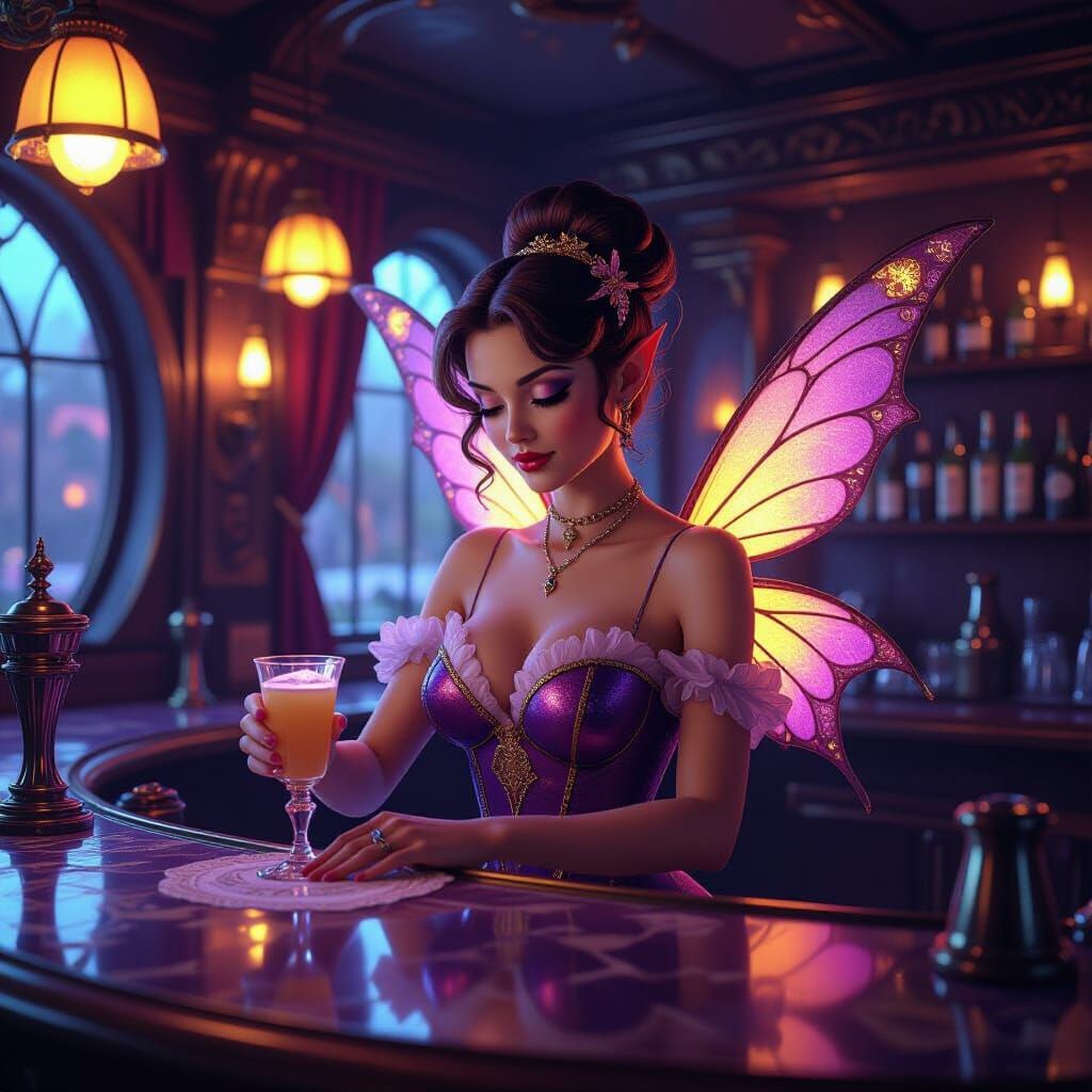 The Pixie Pub: 1950s Fairy Dive Bar, Digital Art