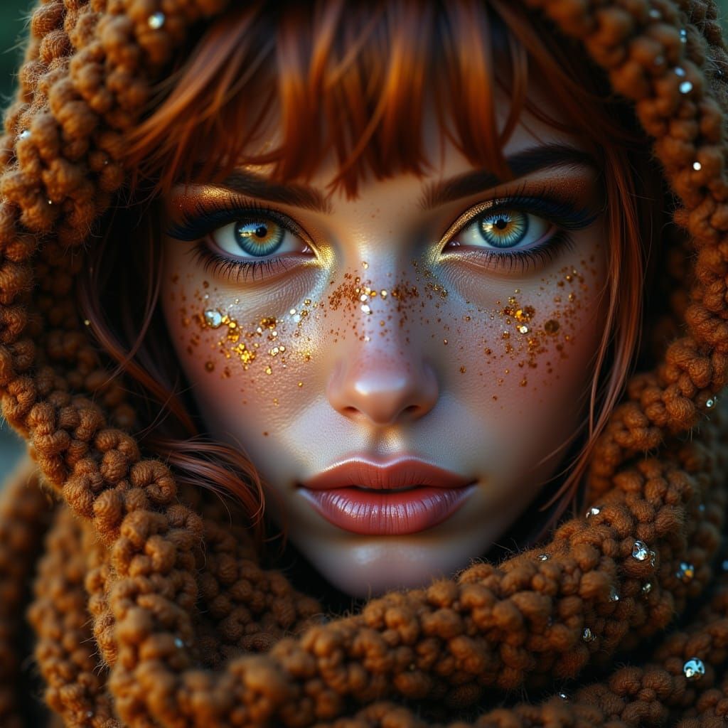 Intense Portrait of Woman with Autumnal Eyes