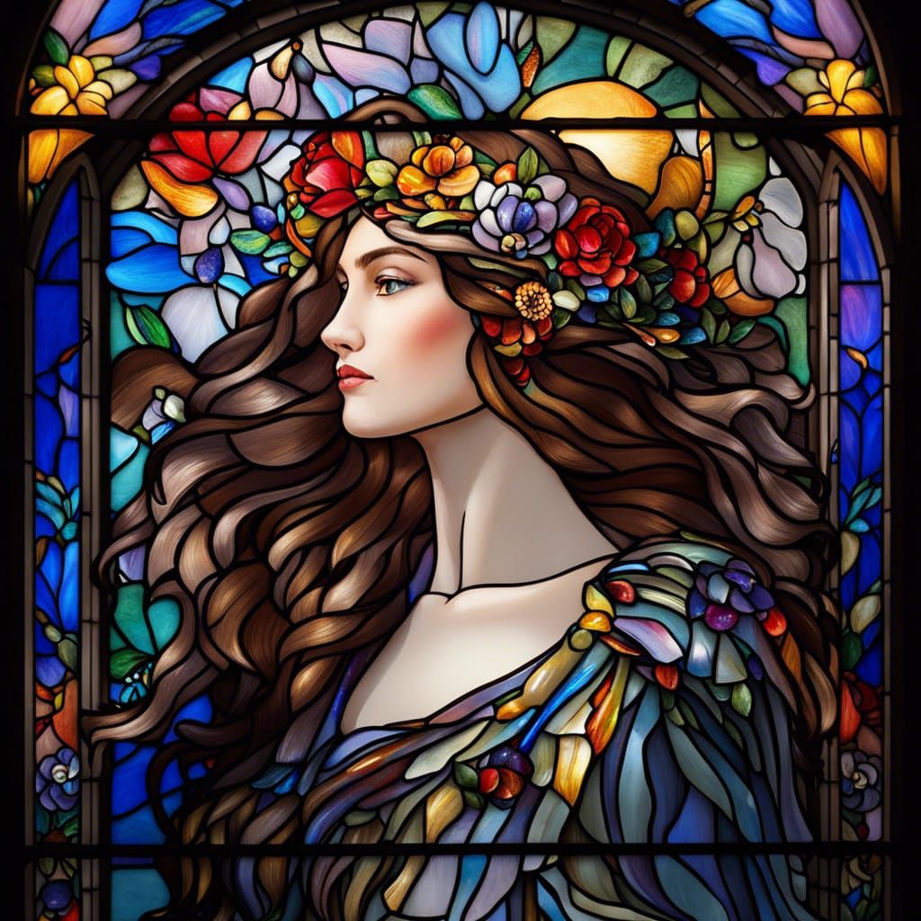 Opalescent Stained Glass Princess of the Moon