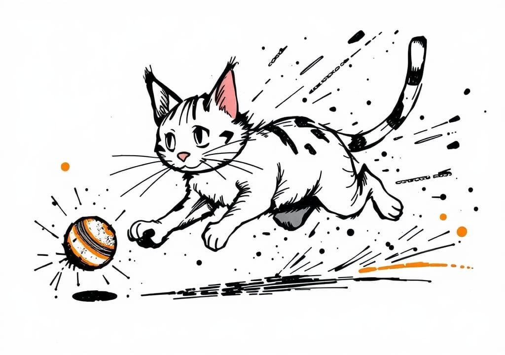 Whimsical Cat Chase in Caricature Style