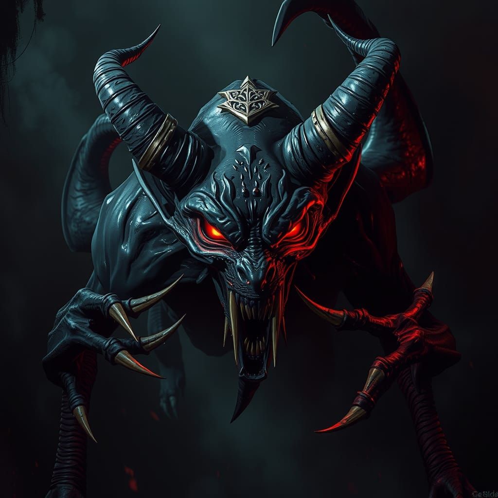 Menacing Devil Emerges from Dark Fantasy Realm