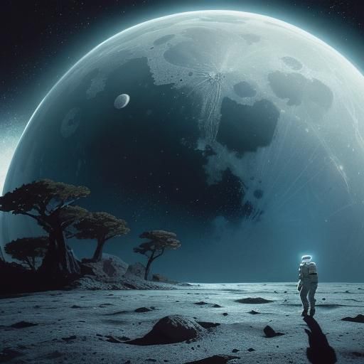 Astronaut Snake on the Moon in Anime Style