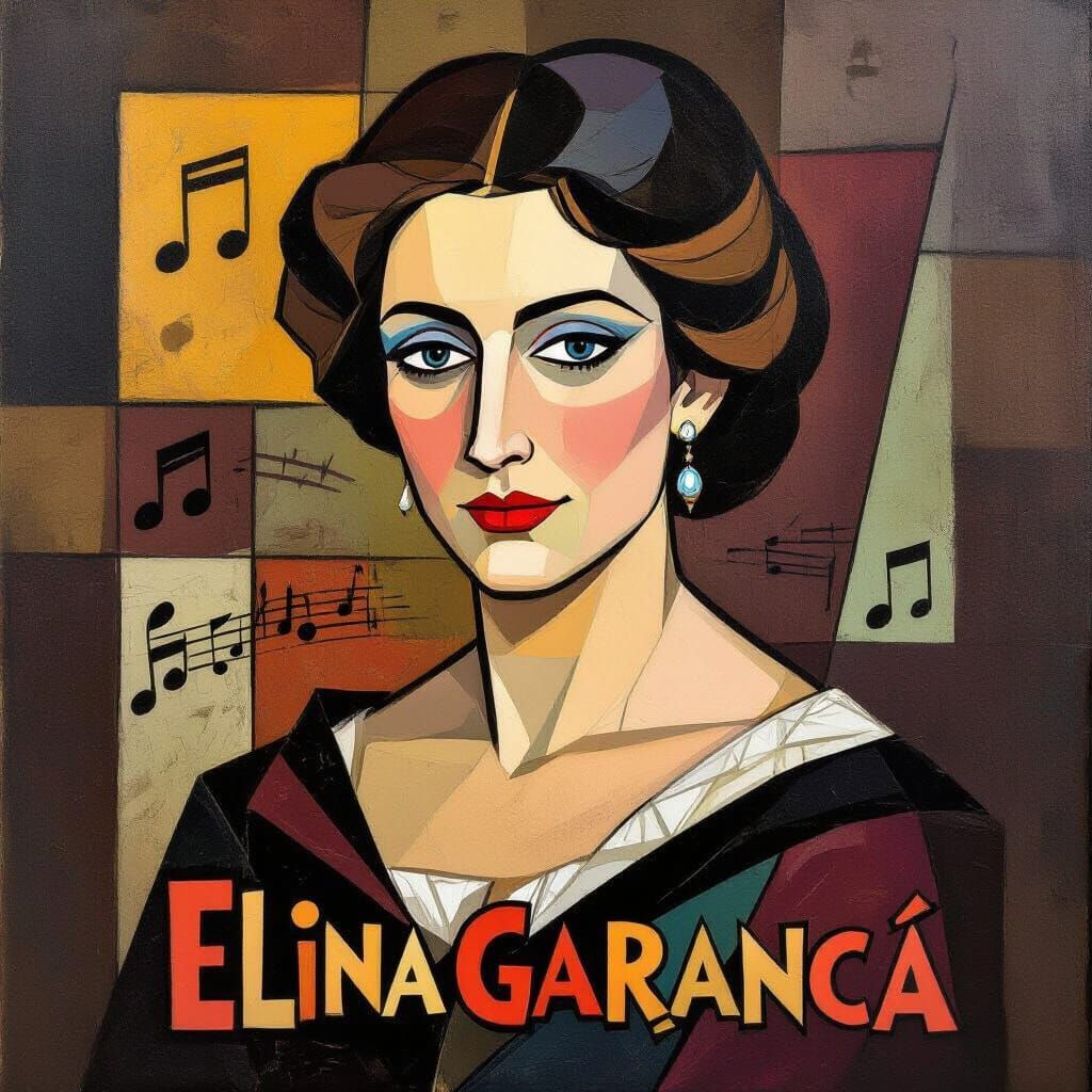 Cubist Portrait of Opera Singer Elina Garanca