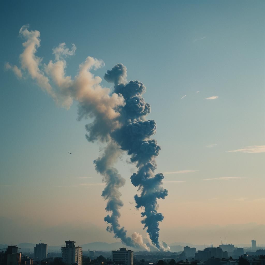 Hazy Blue Sky with Morning Smoke