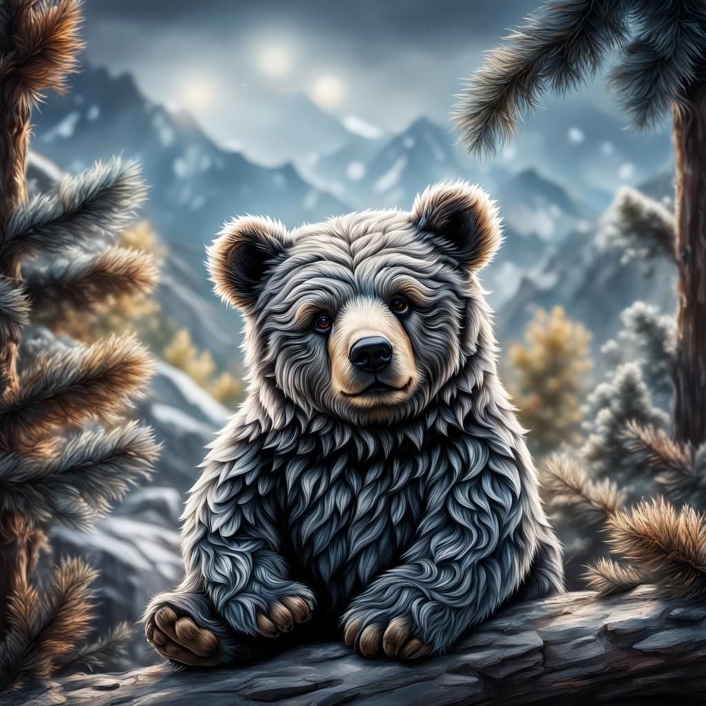 Hyperrealistic Image of a Cute Fuzzy Bear