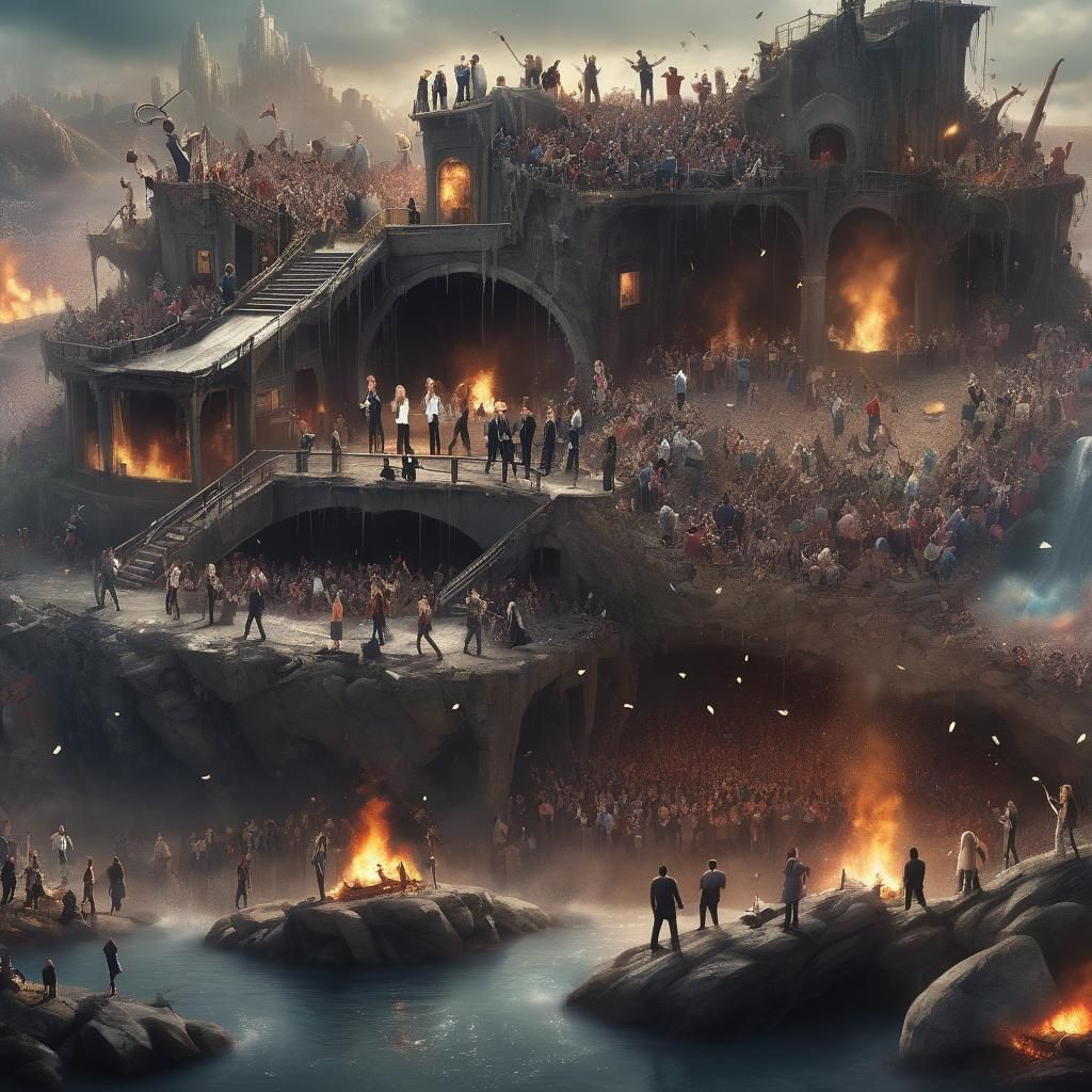 Energetic Rock Fusion Crowd Scene in Digital Painting