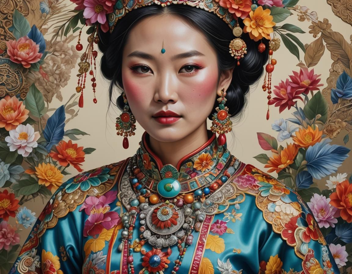 Hyperrealistic Portrait of a Beautiful Chinese Woman