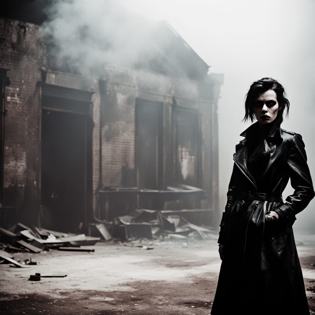 Gothic Noir: Moody Portrait in Abandoned Gallery