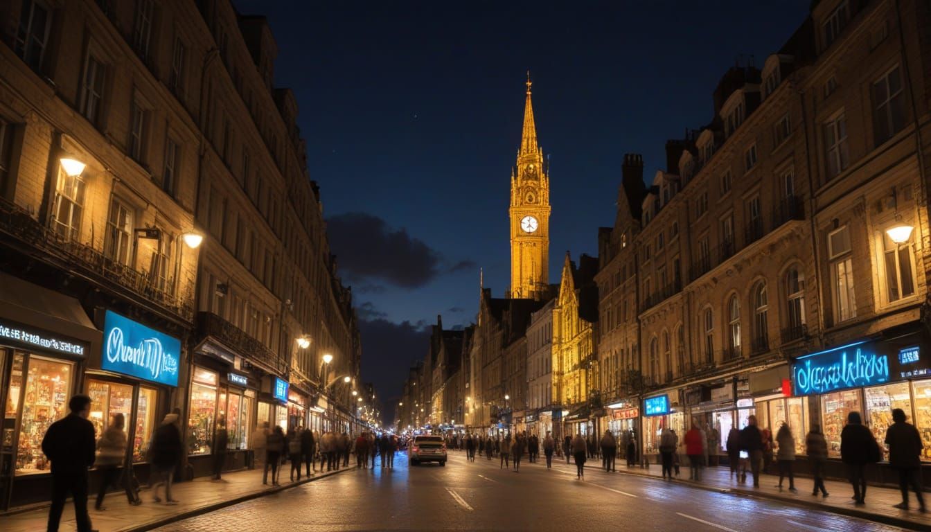 Cityscape Dominated by Magical Primitivism at Night