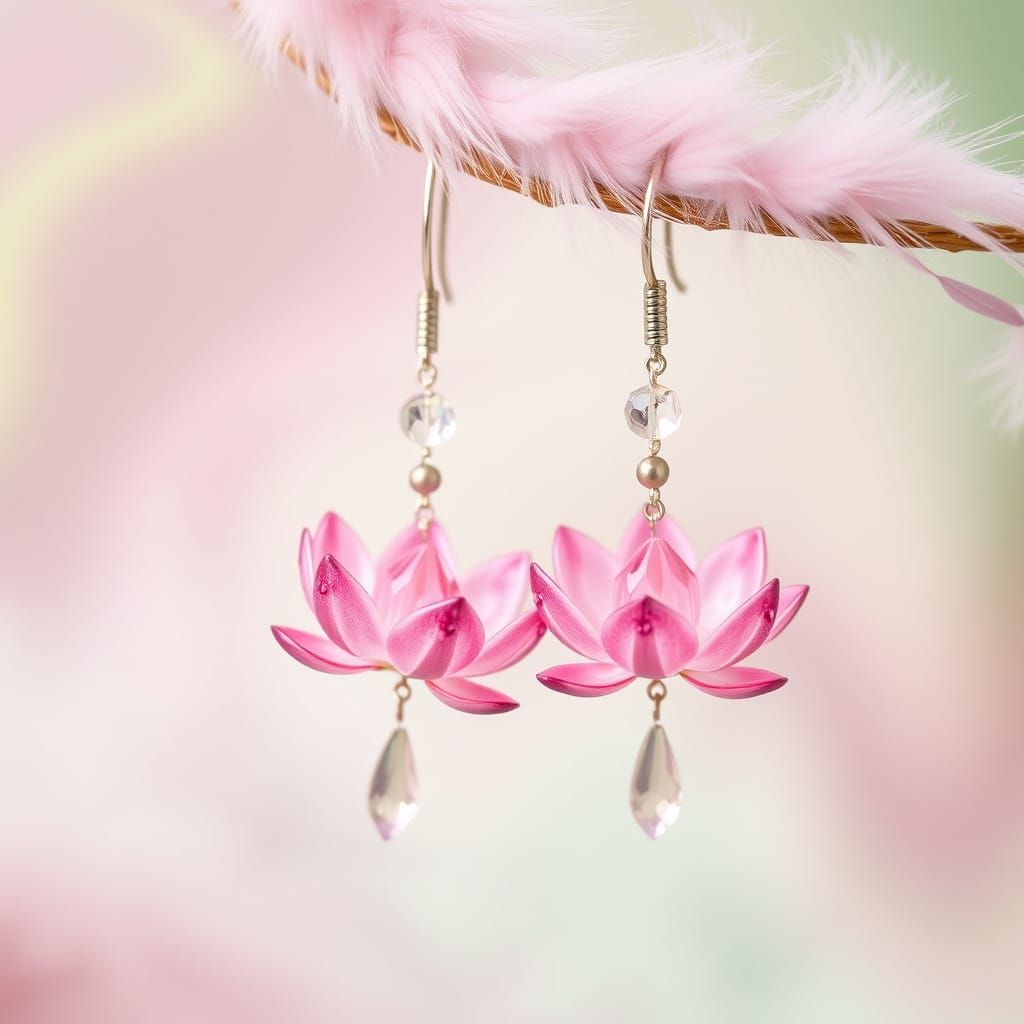 💚🩷🍃🪷🍃Pink Lotus Flower Earrings🍃🪷🍃🩷💚
