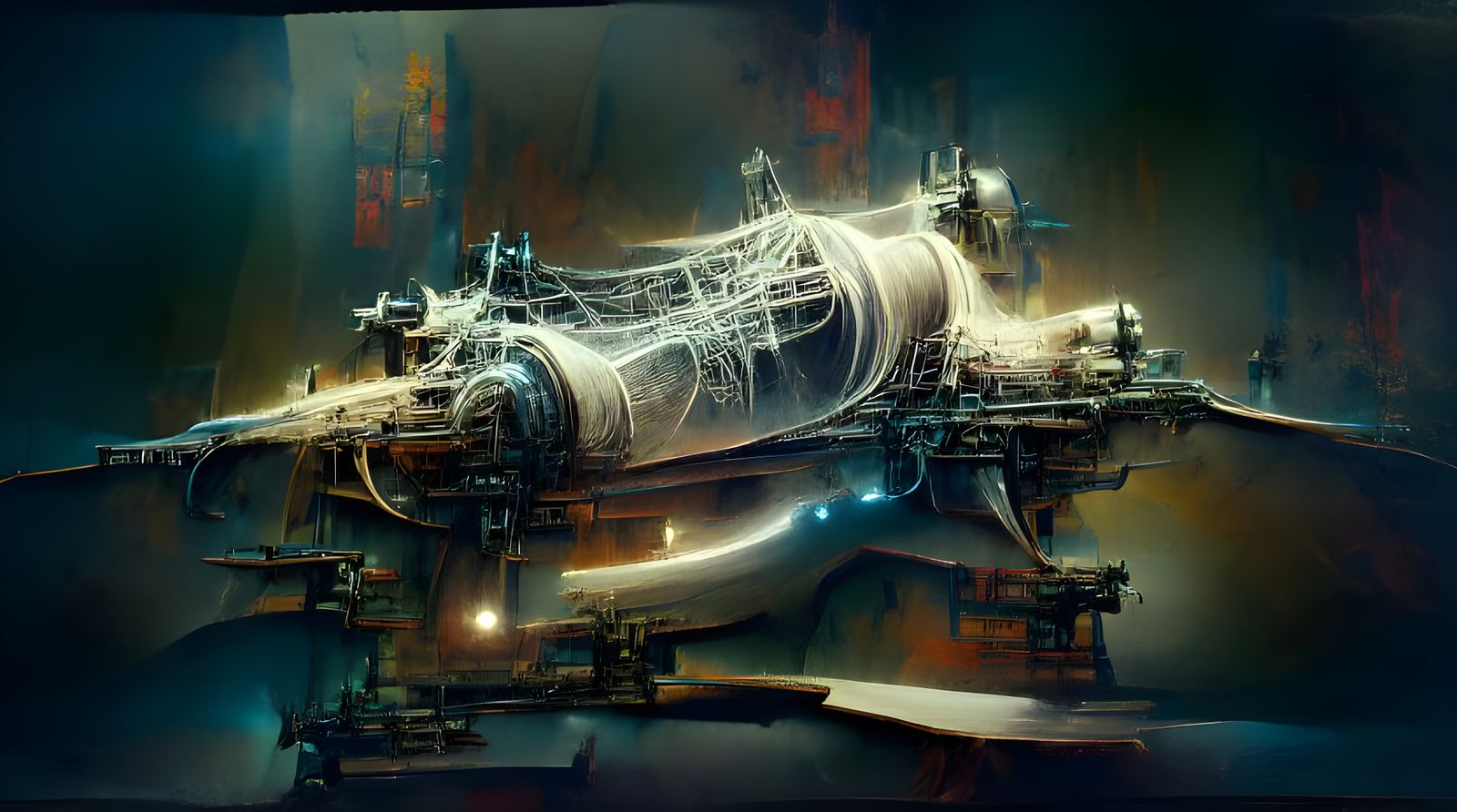 Black Hole Particle Accelerator Blueprint in Pen and Ink