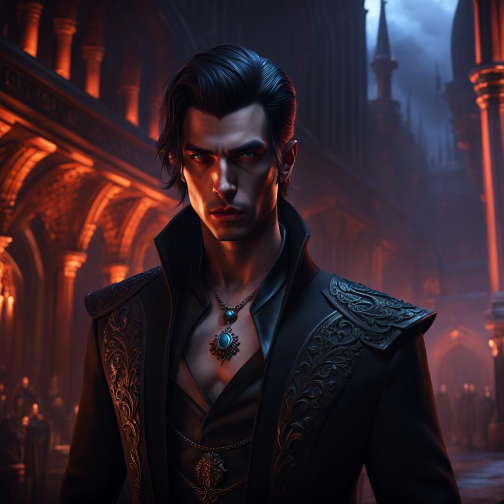 Edgy Young Vampire in Atlanta: Detailed Matte Painting