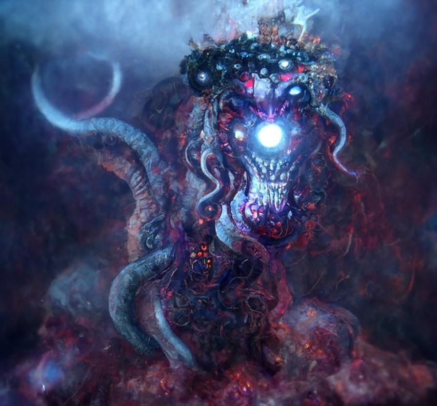 Detailed Cosmic Demonic Gorgon in Space Art Style