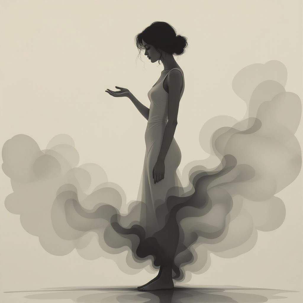 Minimalist pencil or graphite drawing rendered almost entire...