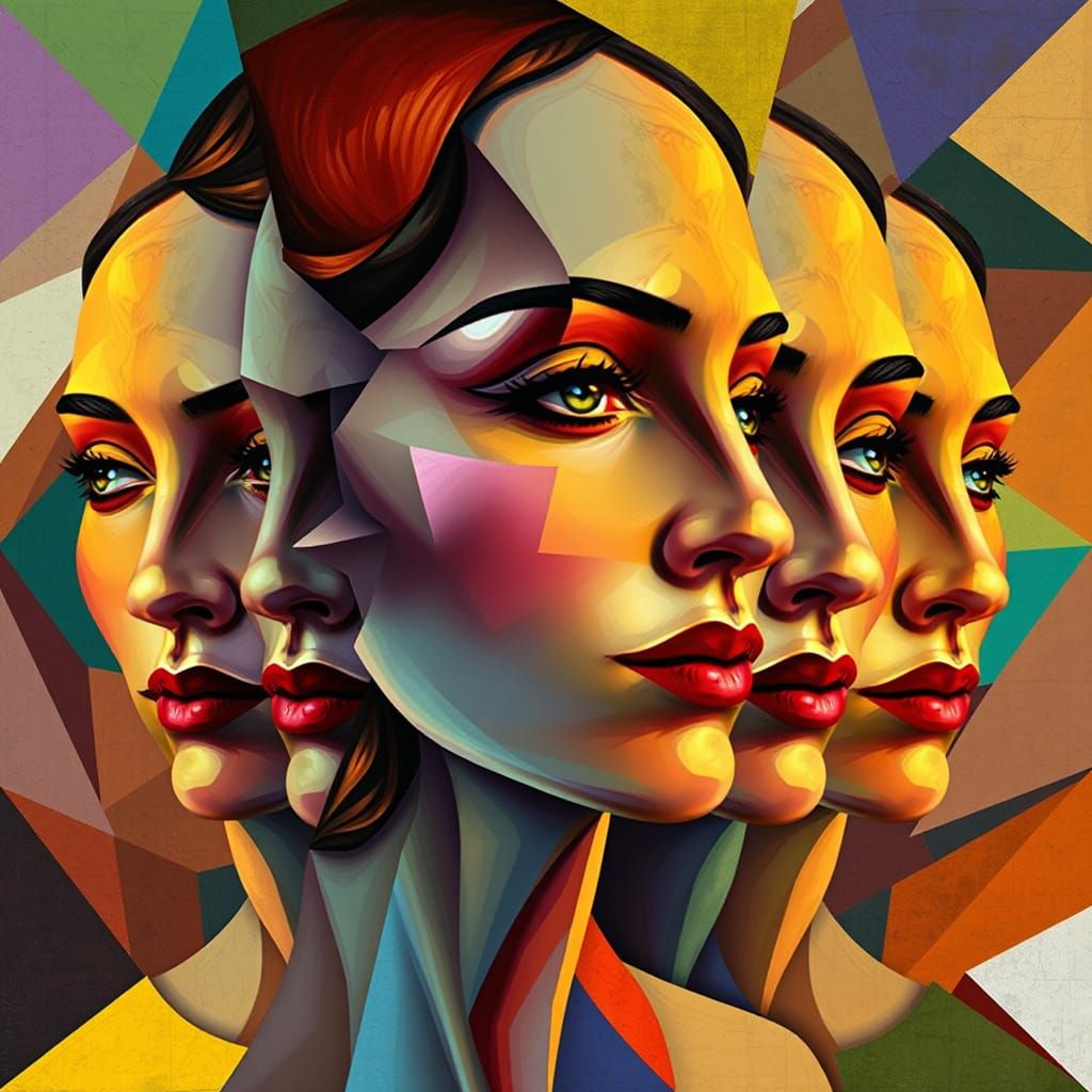 Kaleidoscopic Woman: A Cubist Impression