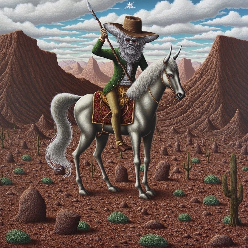 Ghost Cowboys in Surreal Desert Landscape