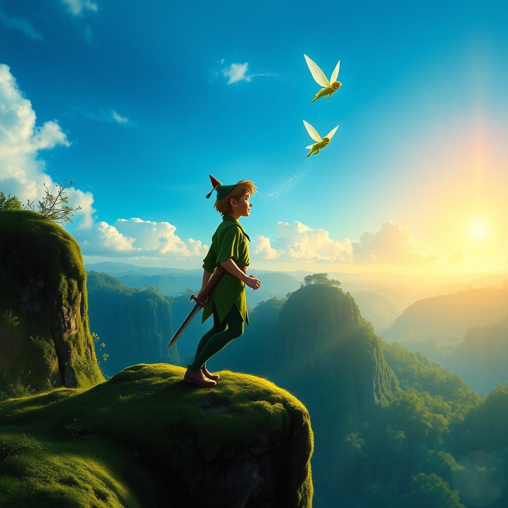 Peter Pan and Tinkerbell Soar Over Whimsical Neverland Lands...