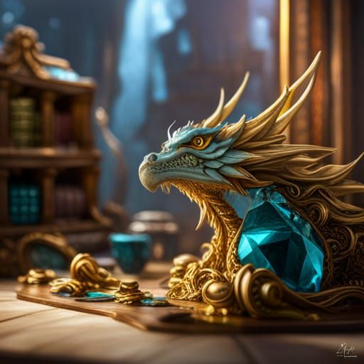 Crystal Dragon Sculpture in Hyper-Detailed Shop