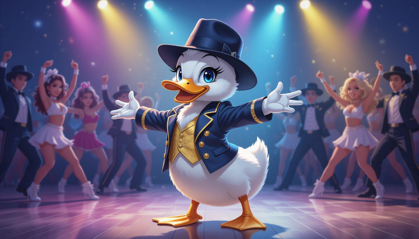 Anime Duckling Moonwalks in Hyper-Realistic Portrait