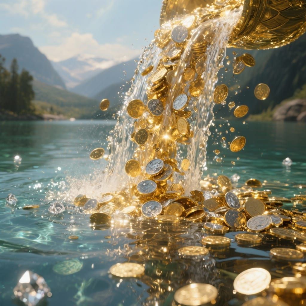 Golden Waterfall into Diamond Lake