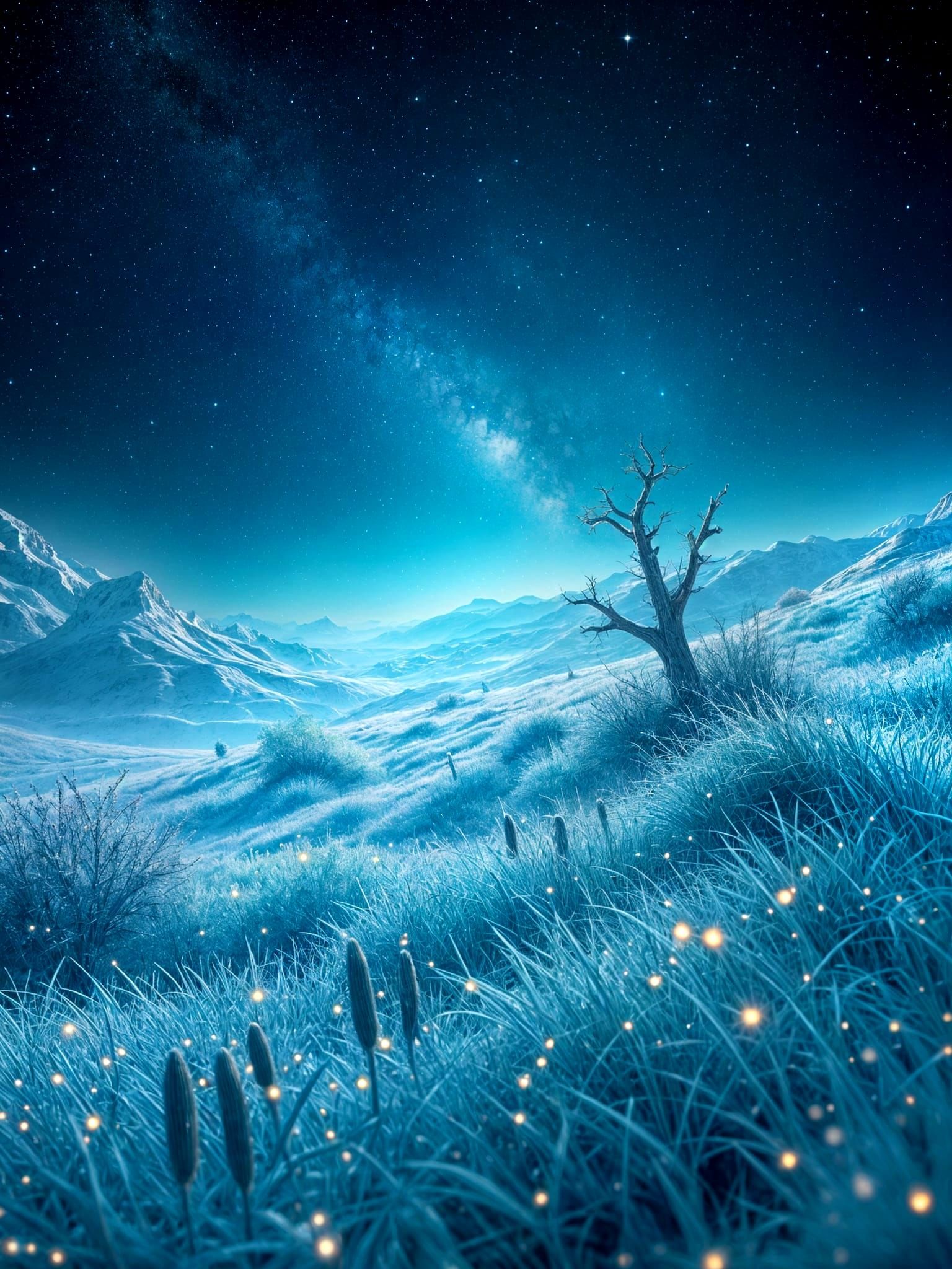 Spectacular Dreamscape: Stars in Hyper-Realistic Meadow