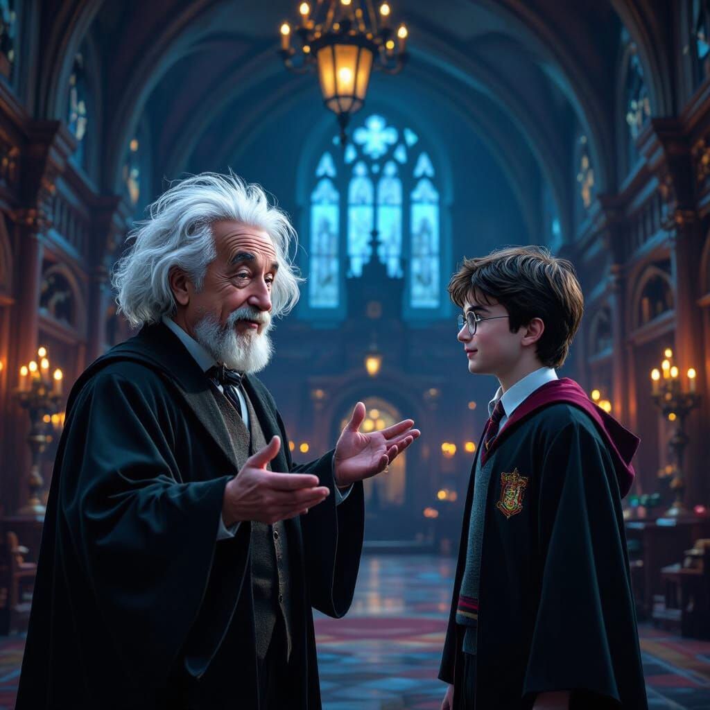 Einstein Meets Harry Potter In Hogwarts Grand Hall