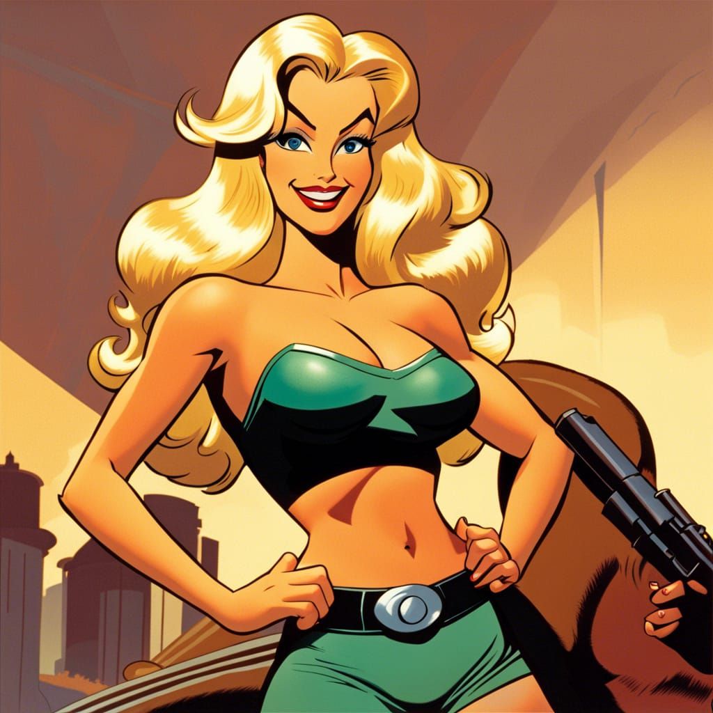 Blonde Amazon in Comic Book Style