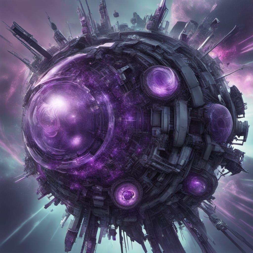 Surreal Cyberpunk Abstract Amethyst Form