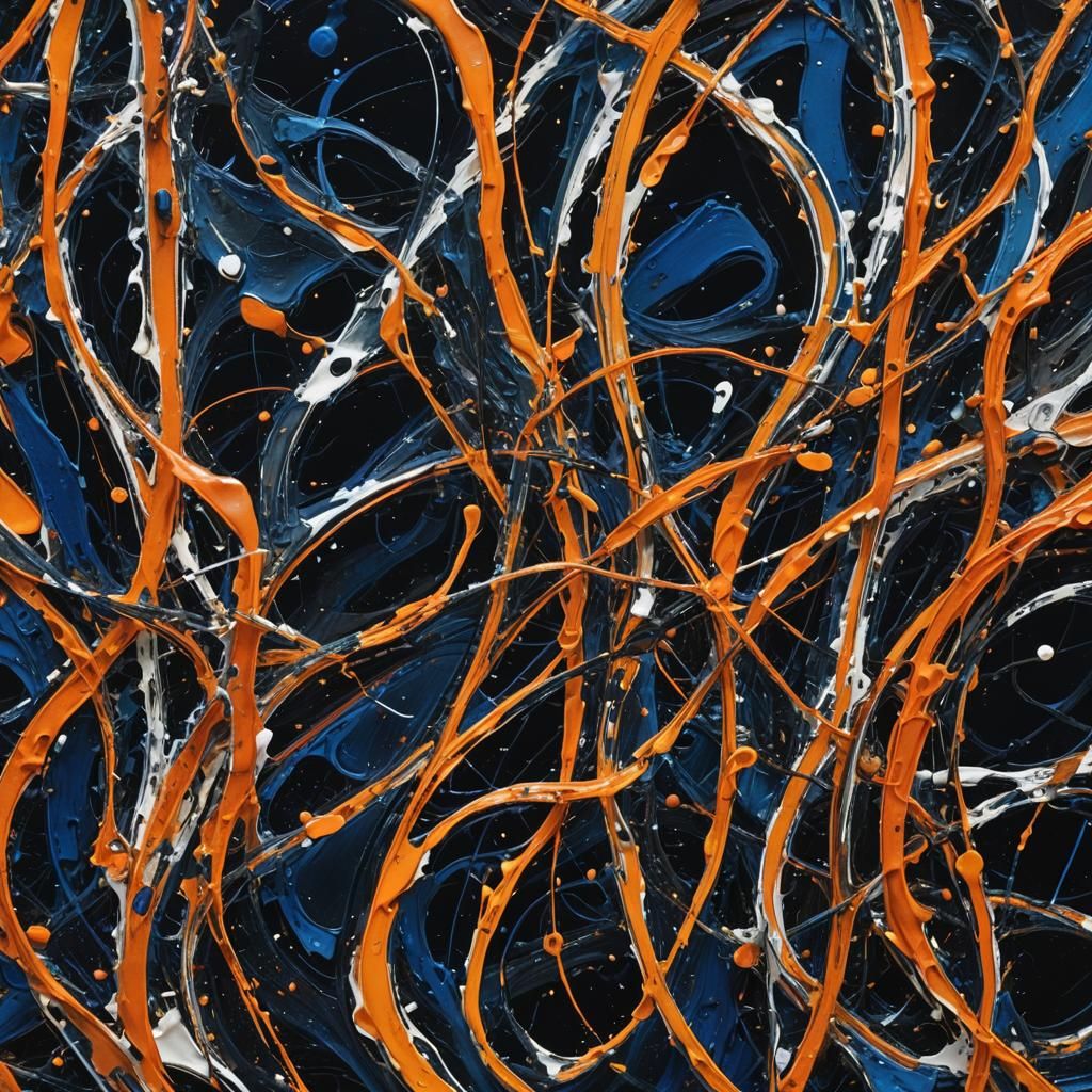 Abstract Expressionist Violin Strings in Vibrant Digital Art