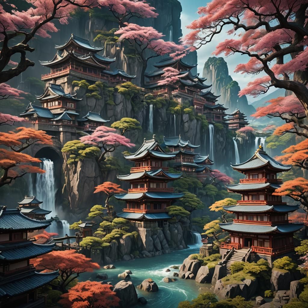 Detailed Matte Painting of Japan in 8k