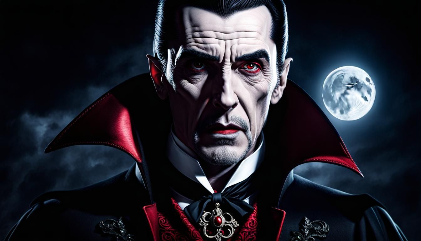 Moonlit Portrait of Count Dracula in Hyperrealism
