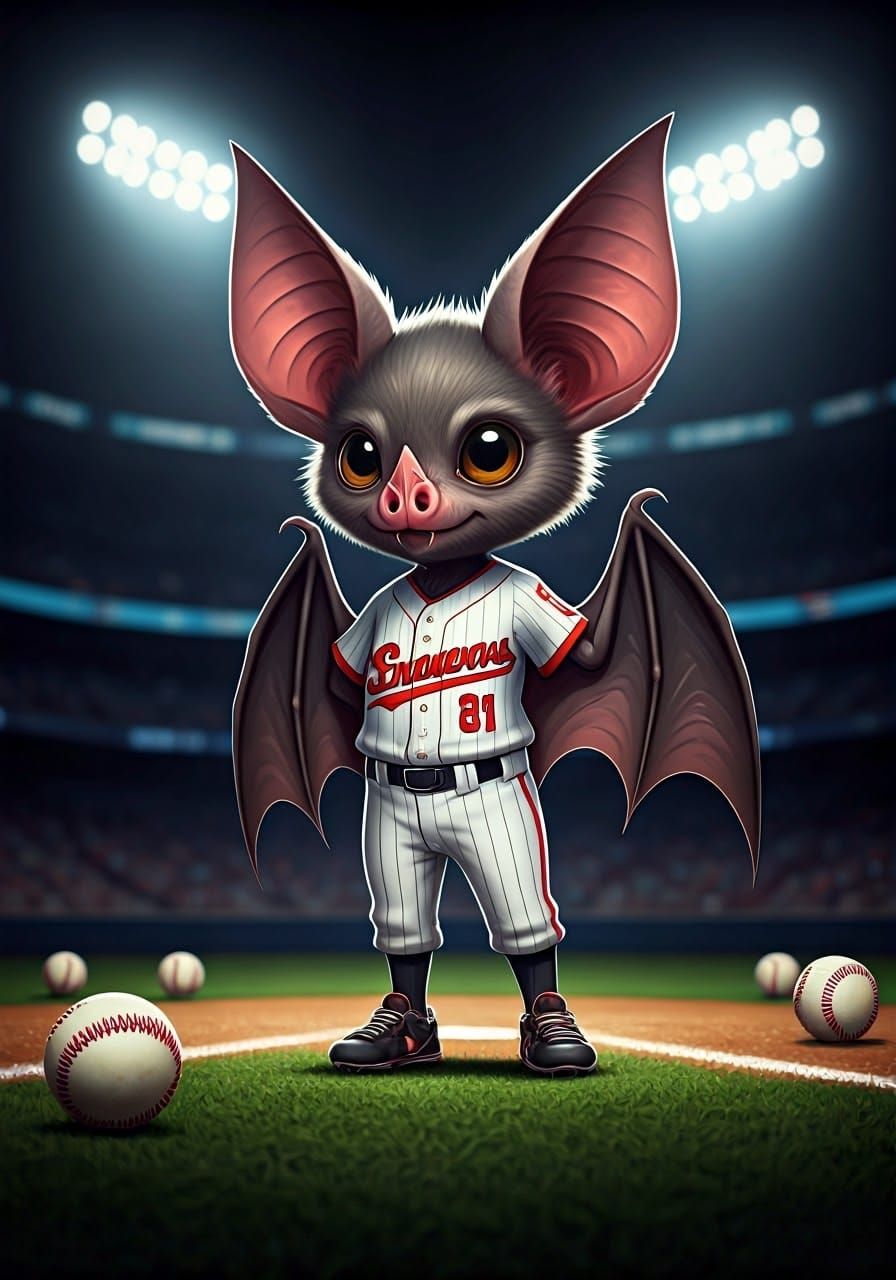 Chibi Baseball Bat on Diamond: Detailed Matte Painting