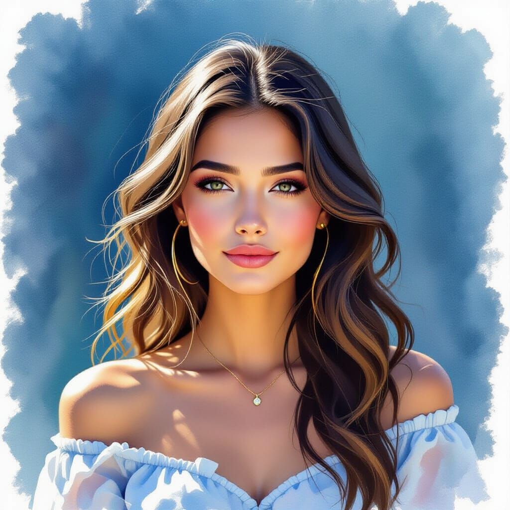 Blue Filter Realistic Watercolor Style