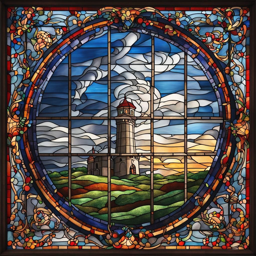 Tornado Stained Glass Window in 16th Century Style