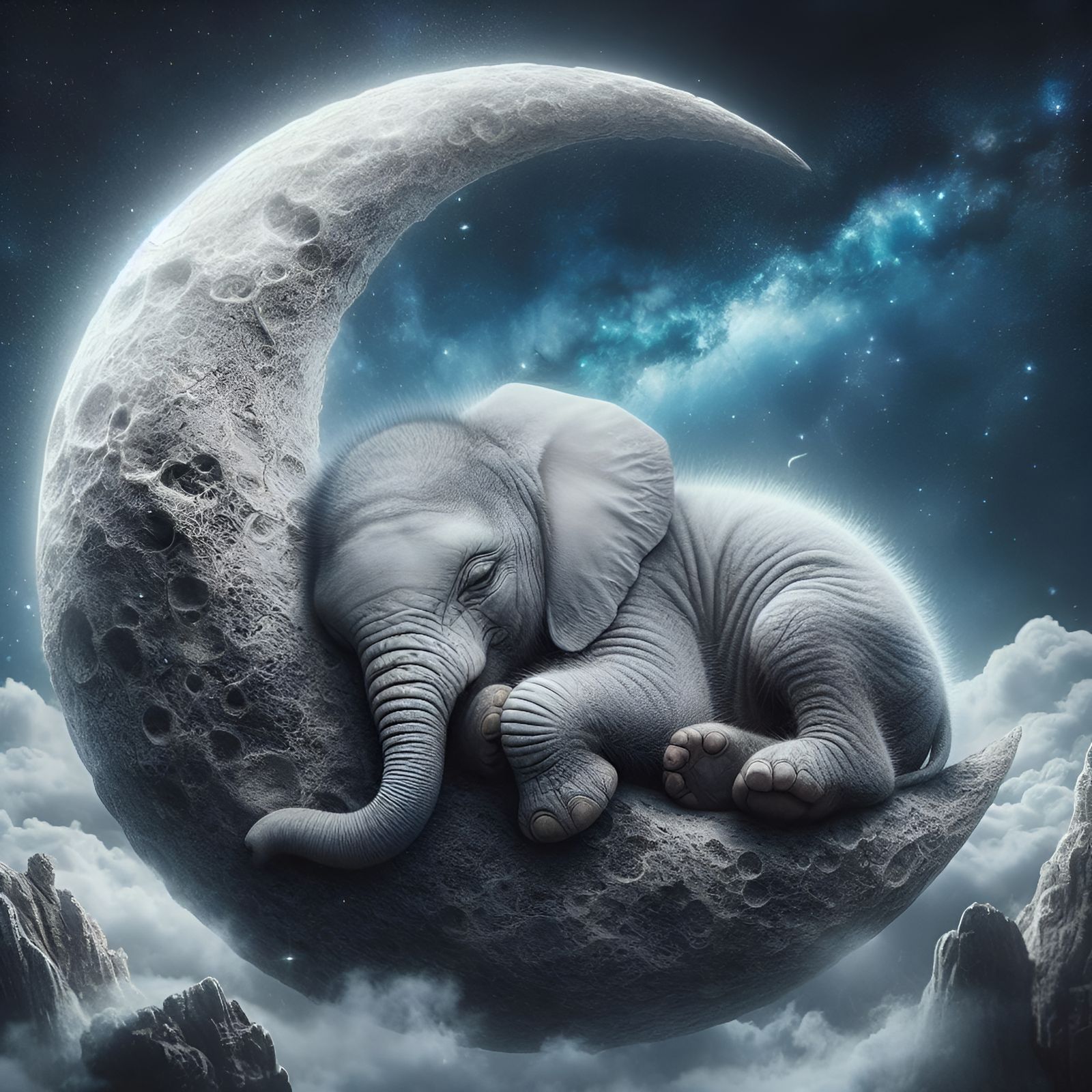 Sleepy Elephant on the Moon