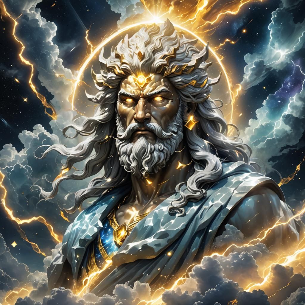 Zeus in Nebula Night with Thunder