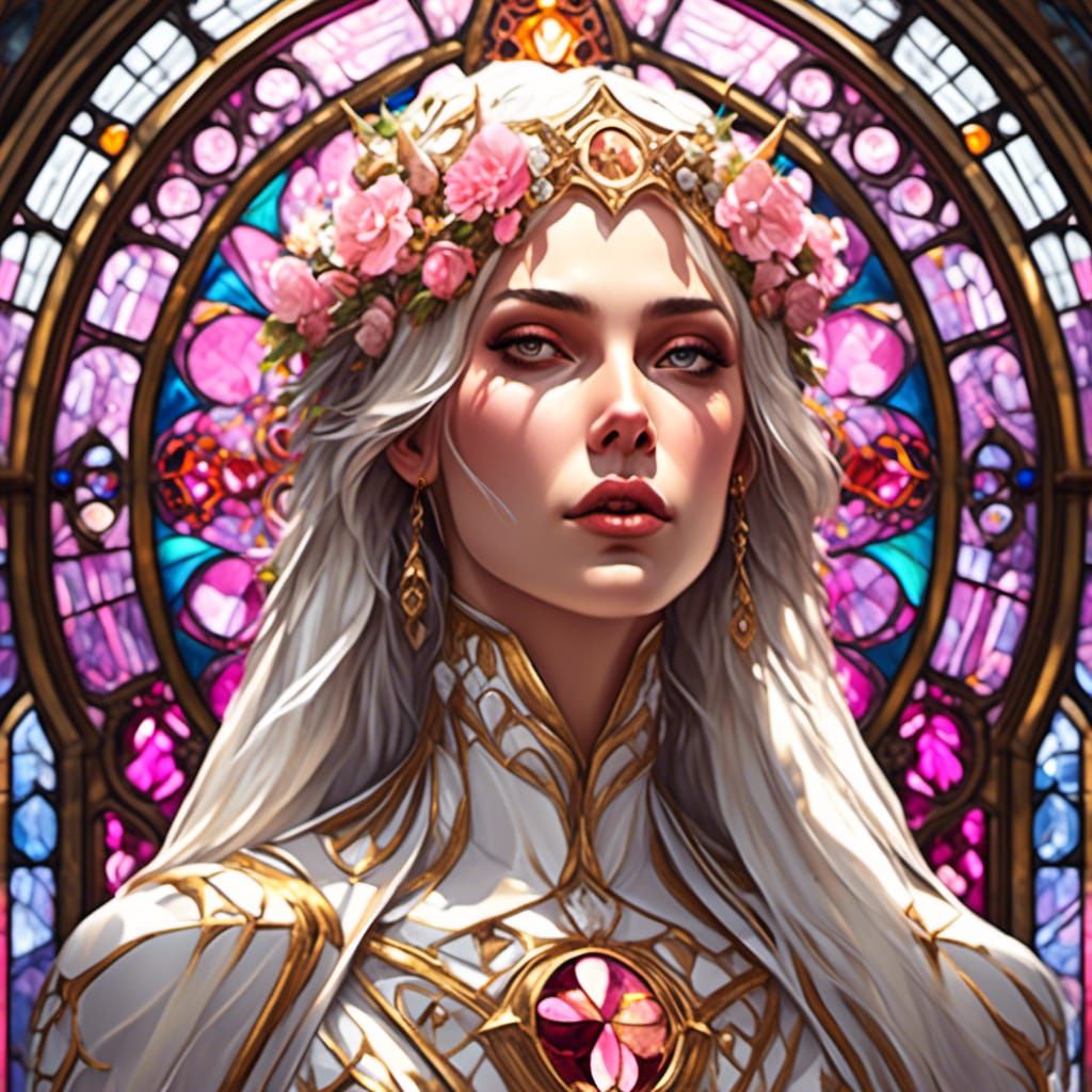 Gothic Church Stained Glass Portrait in 8K