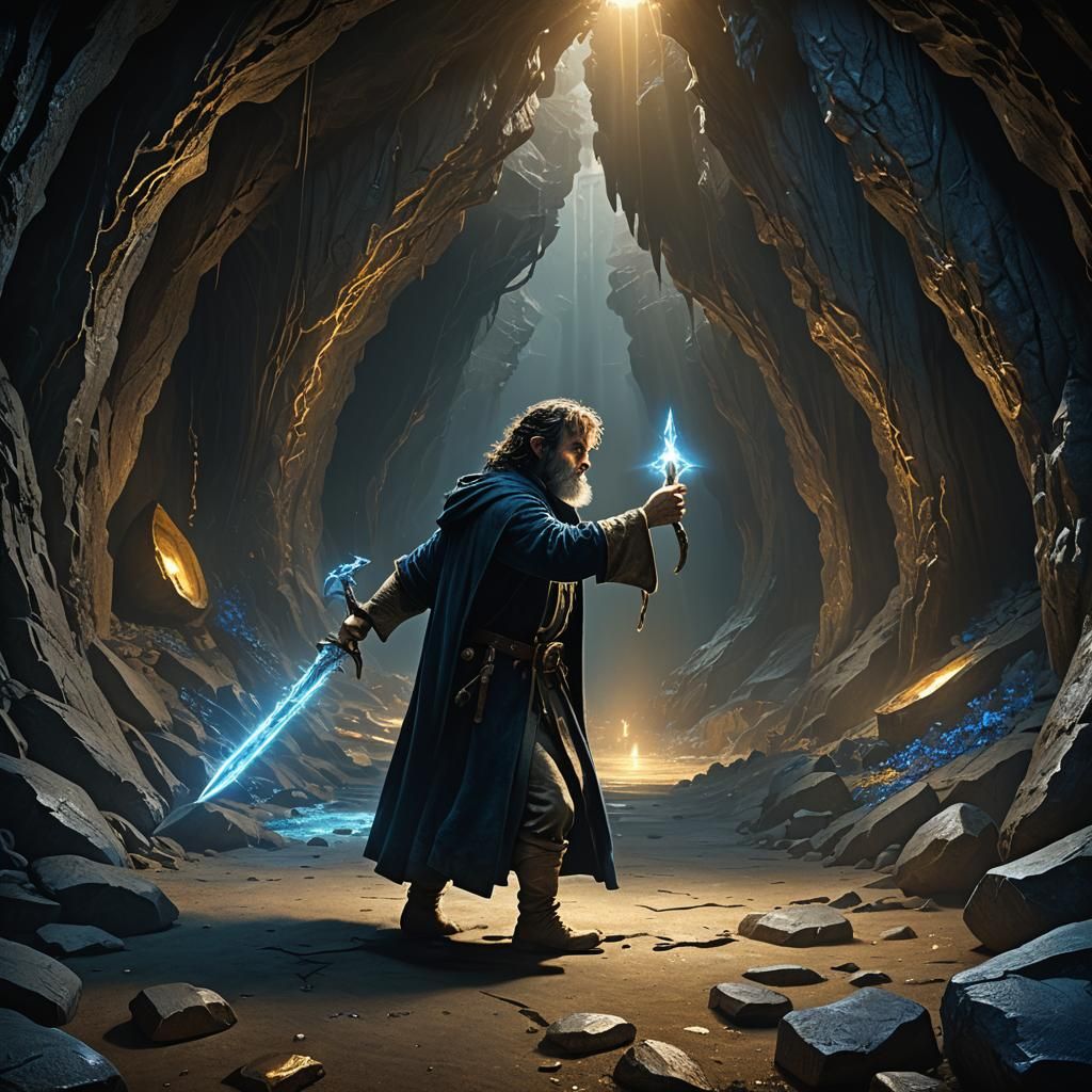 Hobbit Finds Ring in Cave with Glowing Dagger