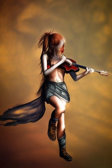 Fantasy Guitarist on Stage in Luis Royo Style