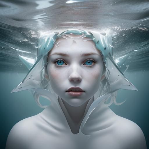 Surreal White Shark Portrait in Hyperrealistic Style