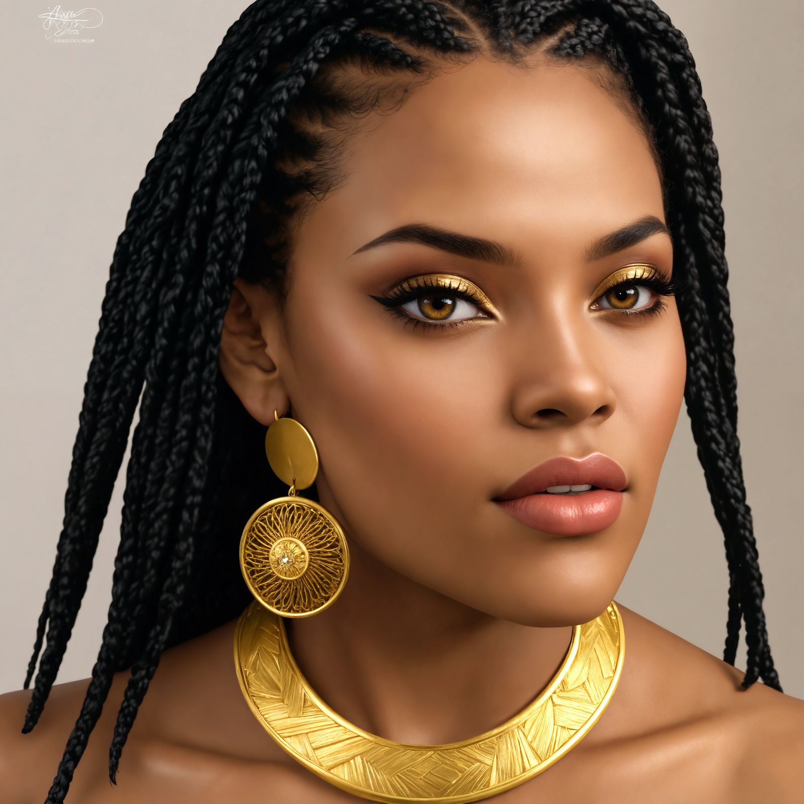 Stunning Portrait of Jamaican Woman in Golden Dress