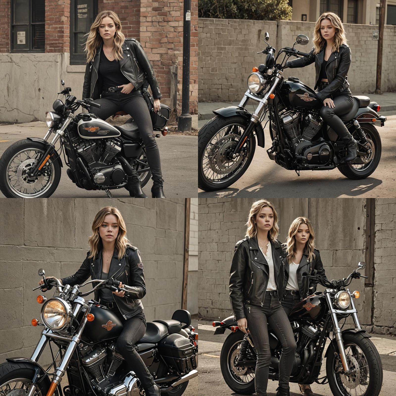 Hyperrealistic Photo of Woman with Harley-Davidson