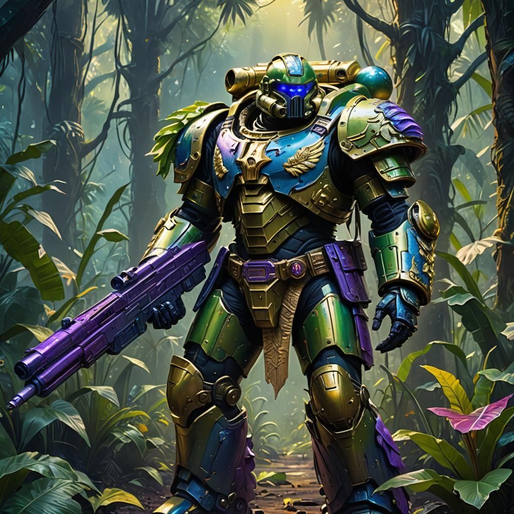 Banana Space Marine in Alien Jungle Concept Art