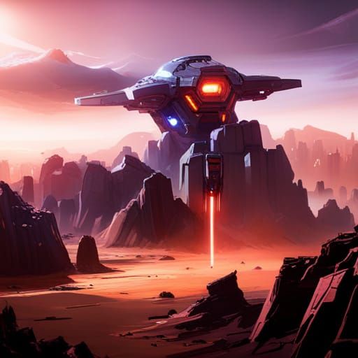 Epic Battletech Scene in 3D Game Cinematic Style