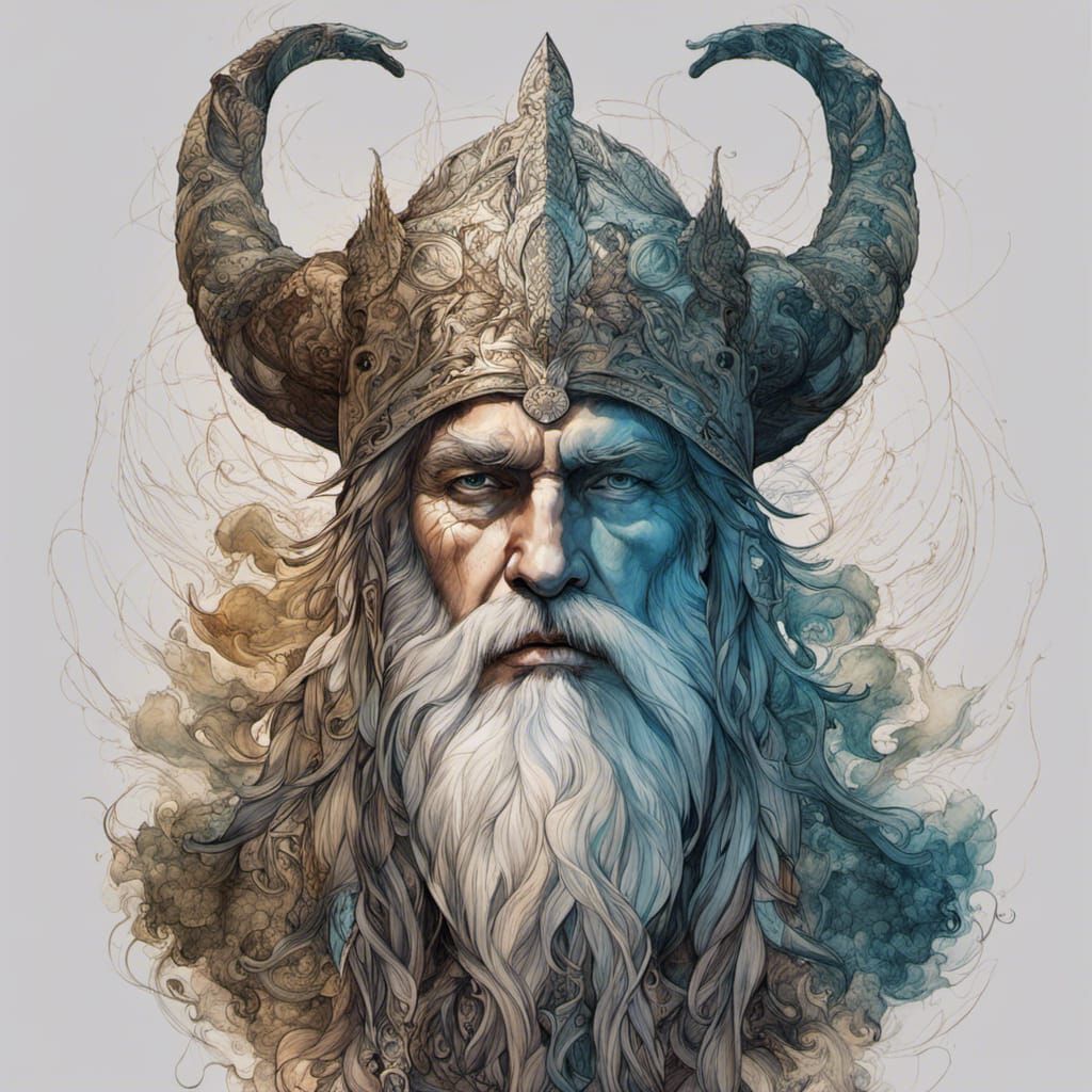 Odin Portrait: Norse Deity in Digital Masterpiece