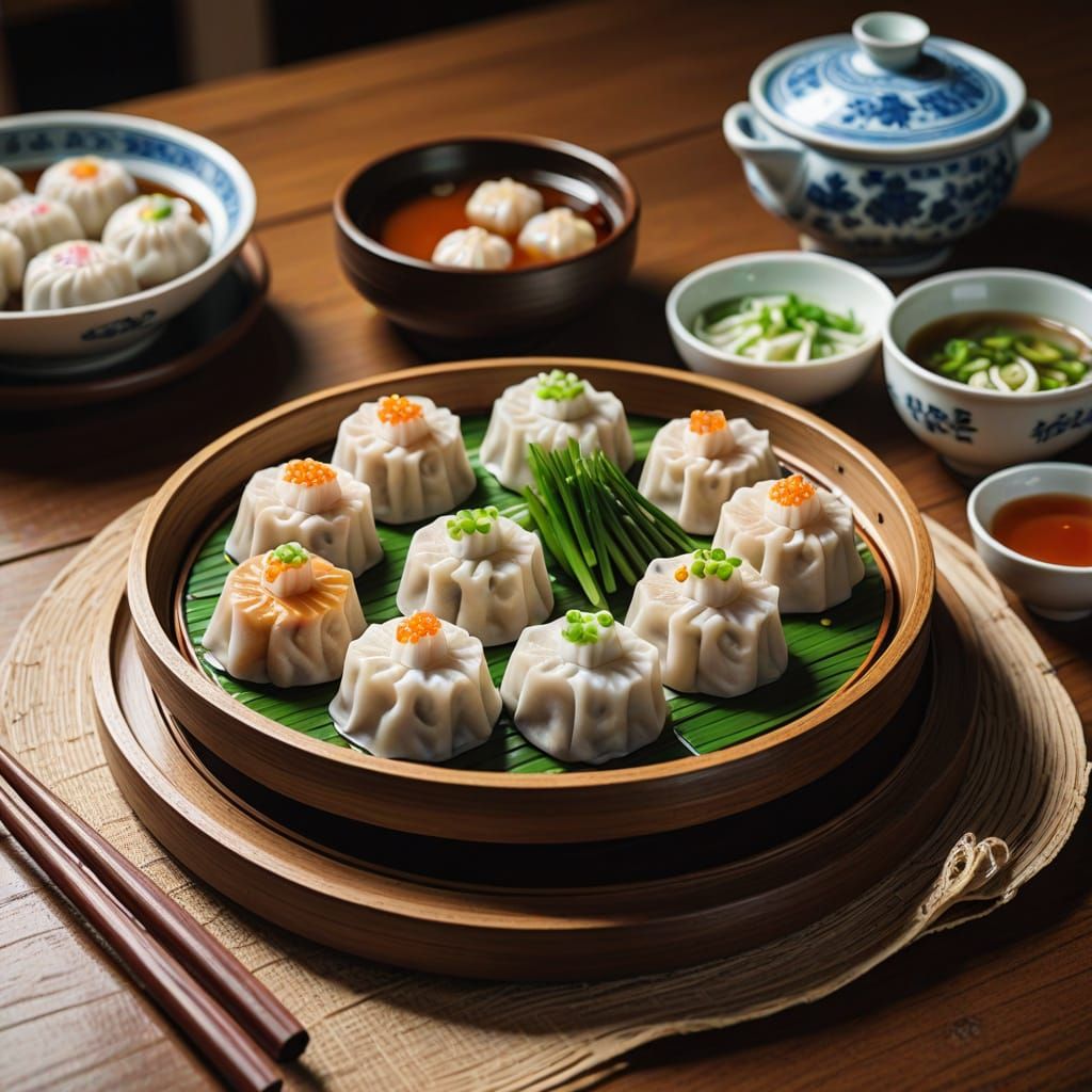 Traditional Chinese Dim Sum in Soft Focus